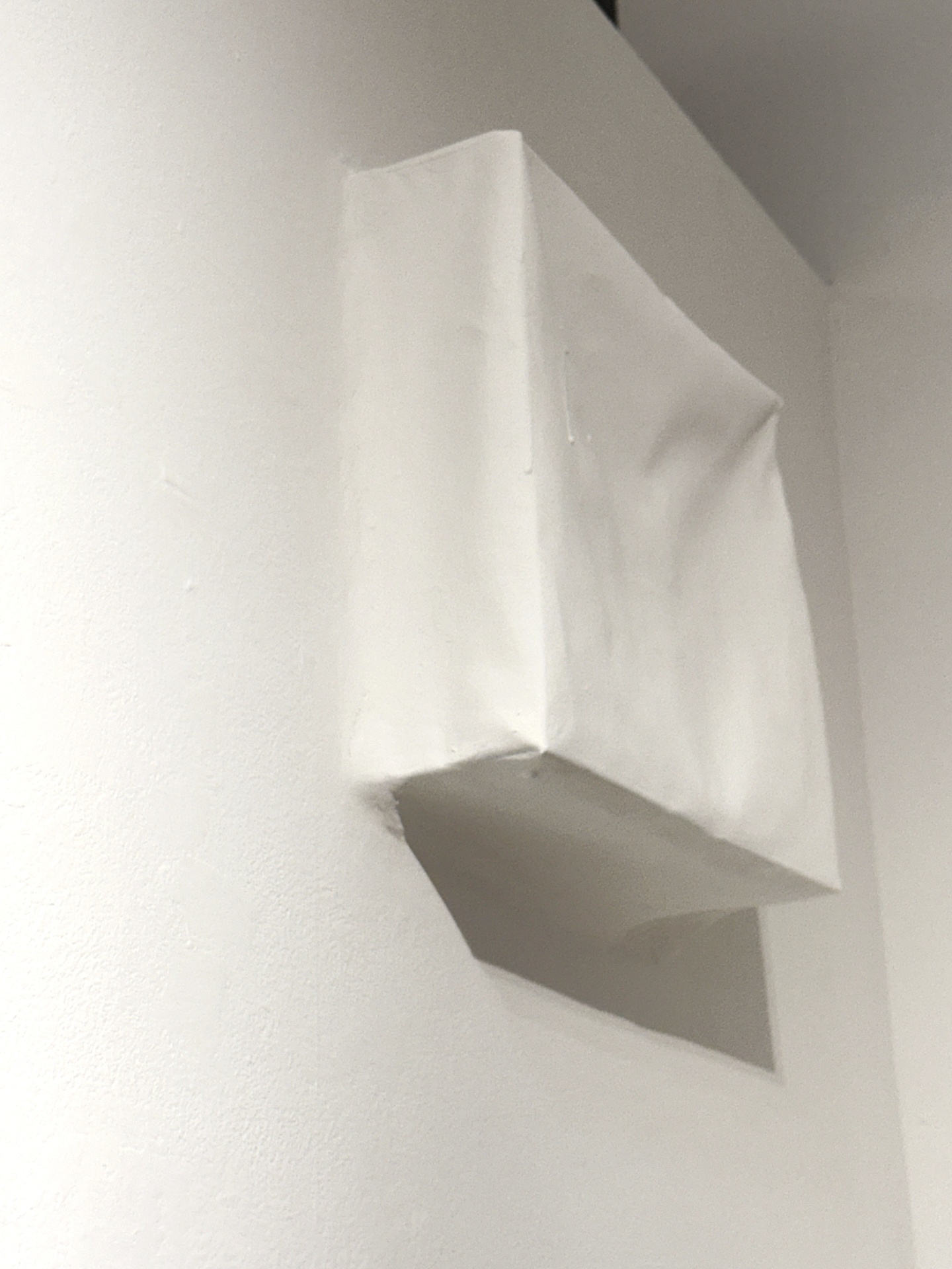Soojeong Park, Living Surfaces, 2026, Installation, sewn canvas, nails, L-shaped stand, gesso, wall putty, wall paint, bass shakers, exciters, amplifiers, MP3 player, electrical wires (view 5 of 8)